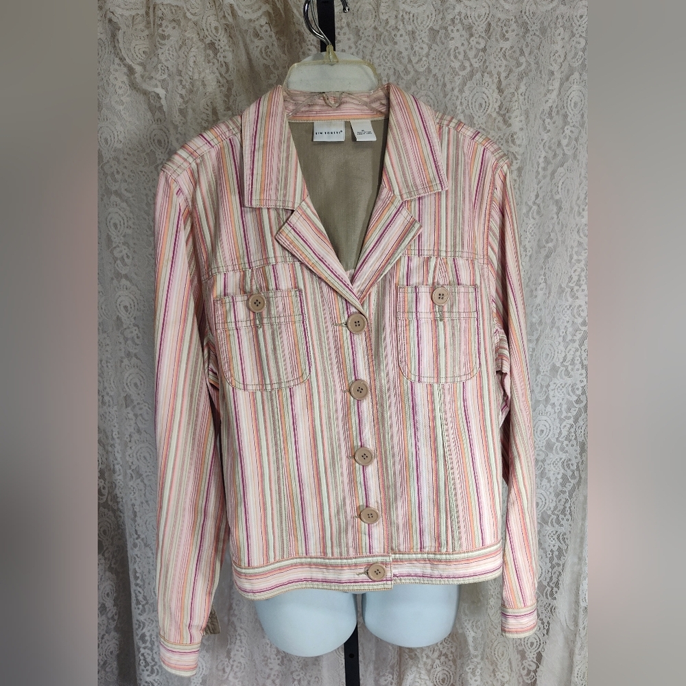 Kim Rogers 100% Cotton Denim Stripe Kean Jacket